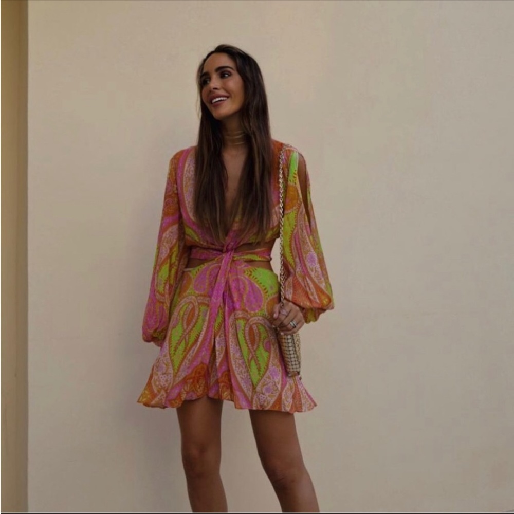 Zara cut out printed dress